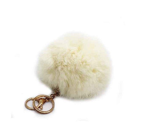 RABBIT FUR POMPOM KEYCHAIN/BAG CHARM 10CM MEDIUM