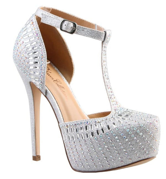 BLOSSOM FOOTWEAR KINKO-130 RHINESTONE PLATFORM HEELS